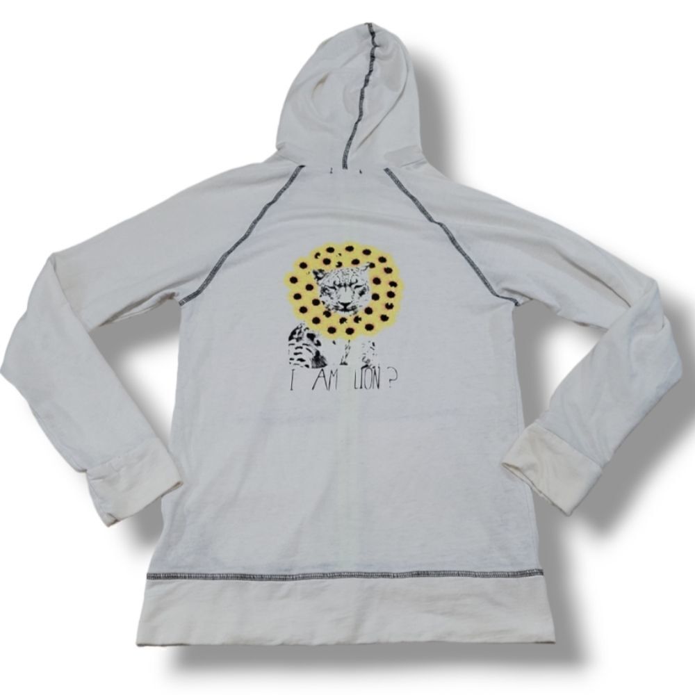 Capture By Hollywood Made Sweater Size Large Full Zip Hoodie Cheetah I Am Lion? - Picture 2 of 6